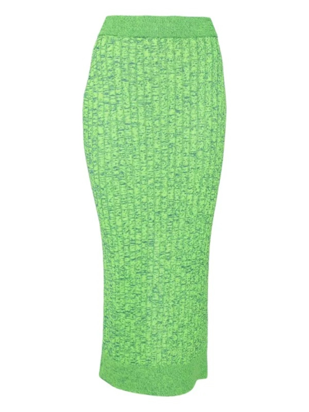 MM6 Maison Martin Margiela Neon Green Space Dye Rib Knit Slit Detail Skirt